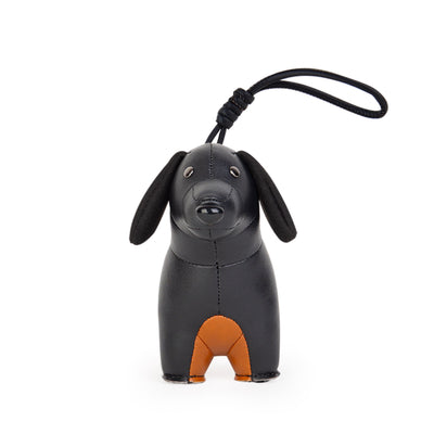 Zuny Teckel bag charm, black/tan