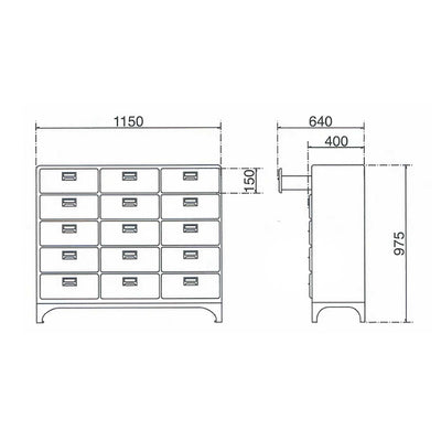 Dulton Cabinet 3 Column by 5 Drawers, Olive Drab