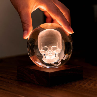Gingko Amber crystal light, skull