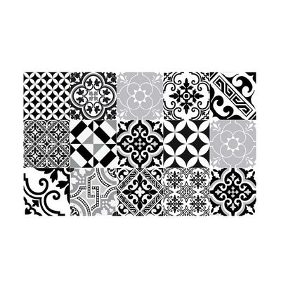 Beija Flor Eclectic Black & White Vinyl Rug (60x80cm)