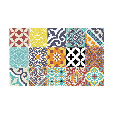 Beija Flor Eclectic Colourful Vinyl Rug (68x80cm), Modern