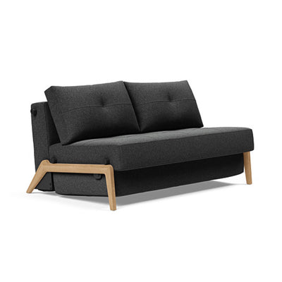 Innovation Living Cubed 140 Wood sofa bed, 529 boucle charcoal