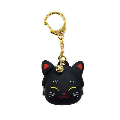 POCHI-Bit JAPAN Maneki Neko Silicone Keychain, Black