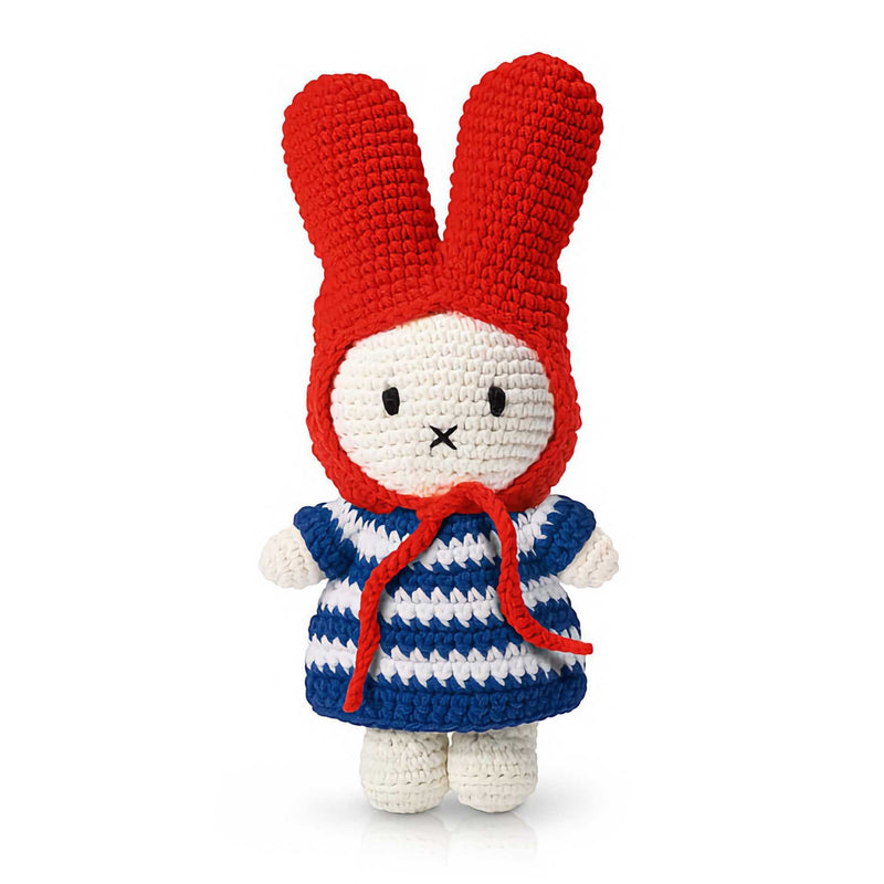 Just Dutch Miffy crochet, Blue Striped Dresd/Red Hat