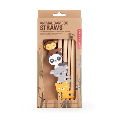 Kikkerland Wooden Animal bamboo straws