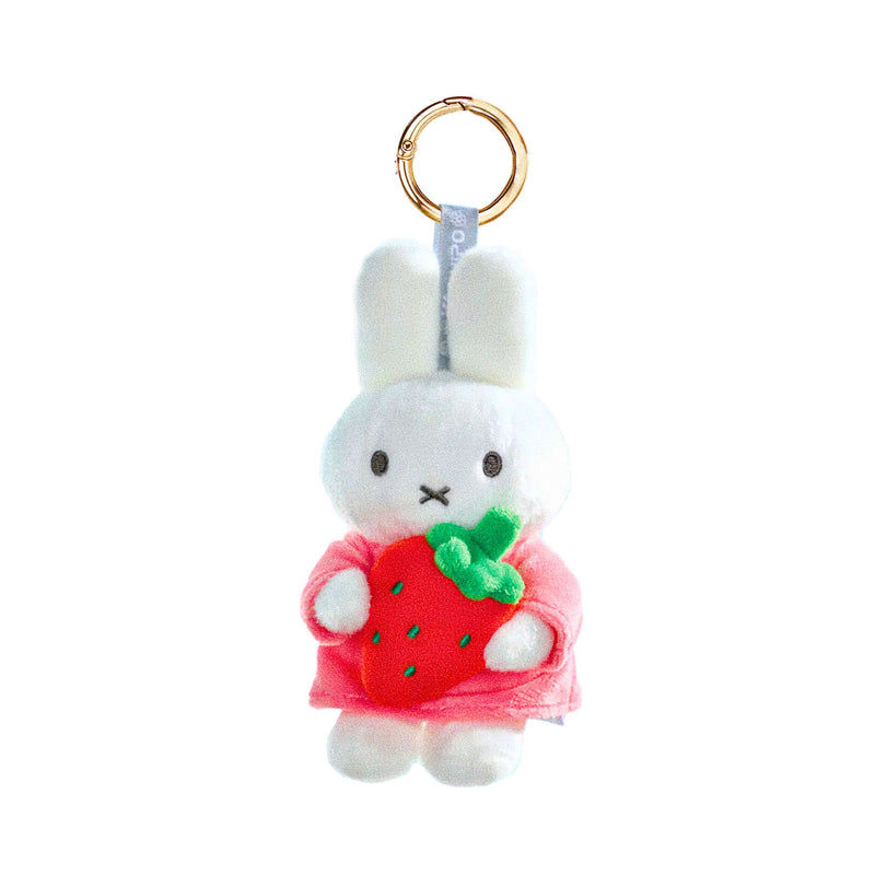 Vipo x Miffy Hug Series plush keychain, strawberry