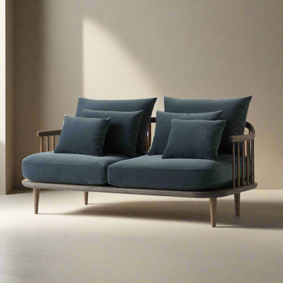 &Tradition Fly SC2 2-seater sofa, smoked oiled oak/velvet 10 twilight