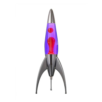 Mathmos Telstar Silver Rocket lava lamp, violet/red