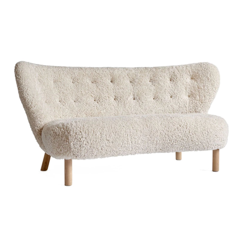 refurbished | &Tradition VB2 Little Petra 2 Seater Sofa, moonlight sheepskin/oak