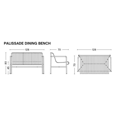 HAY Palissade dining bench with quilted cushion, olive