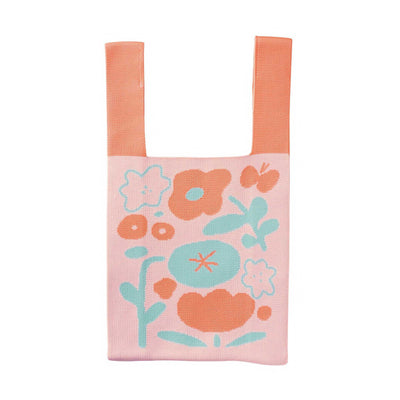 Knitted Tote Bag, Flower Field