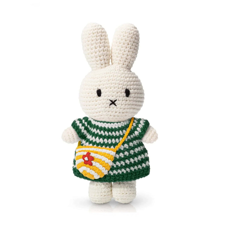 Just Dutch Miffy crochet, striped bag/green stripe dress