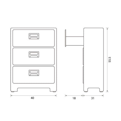 Dulton 3 Drawers Chest, Raw