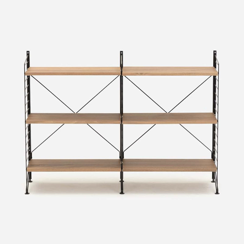 String Freestanding Shelf, 120cm Wide, Walnut/Black