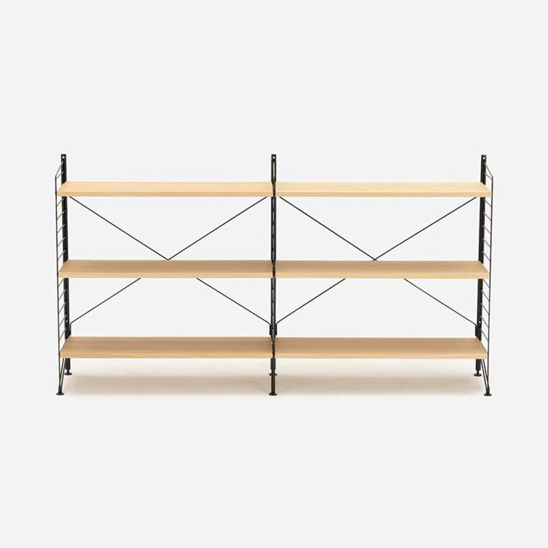 String Freestanding Shelf, 160cm Wide, Oak/Black