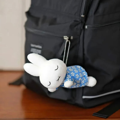 Miffy Mascot Keychain sleeping friend blue dress