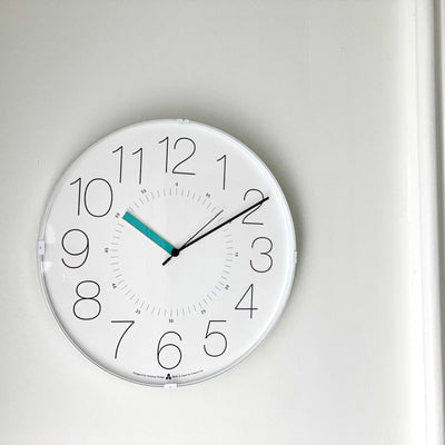 Lemnos CARA wall clock, white/blue