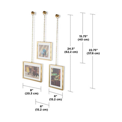 Umbra Fotochain Picture Frame Set, Matte Brass