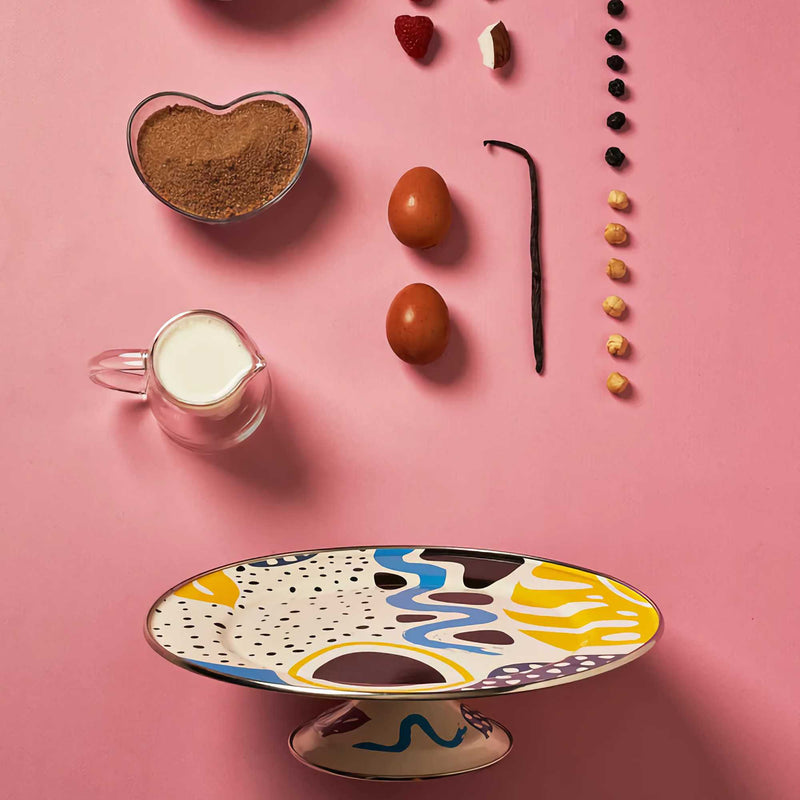 Kapka Enamel Flashback Footed Cake Serving Plate