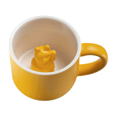 Donkey Lucky Cat mug, deep yellow