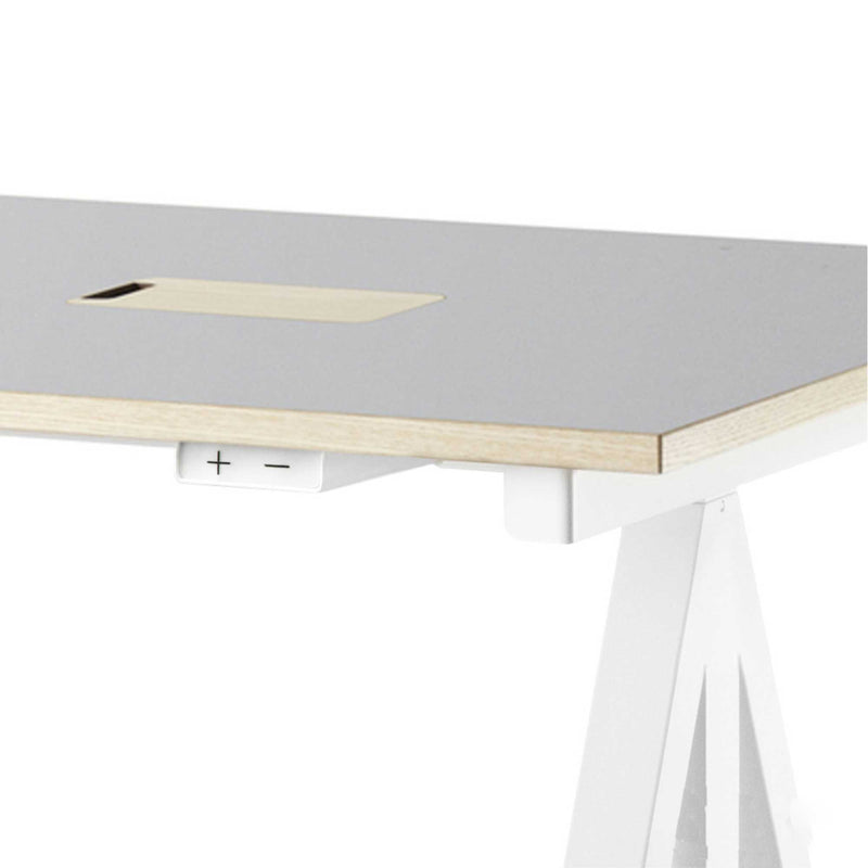 STRING WORKS Height-adjustable Work Desk (W140xD78) , Light Grey/White