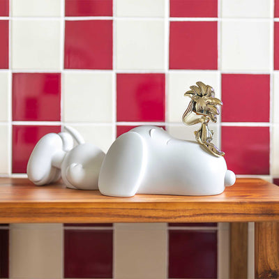 Leblon Delienne Snoopy & Woodstock (33cm), Matt White & Gold