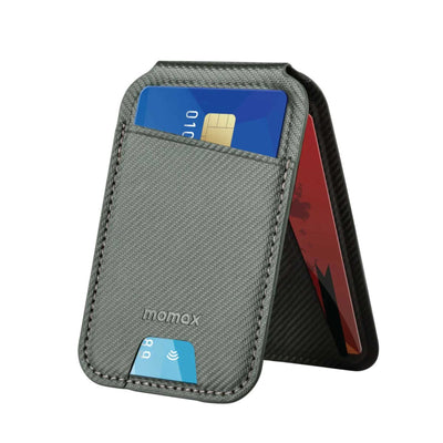 Momax 1-Wallet Magnetic Card Holder With Stand, grey
