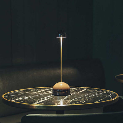 Marset Sips portable table lamp, chocolate/gold