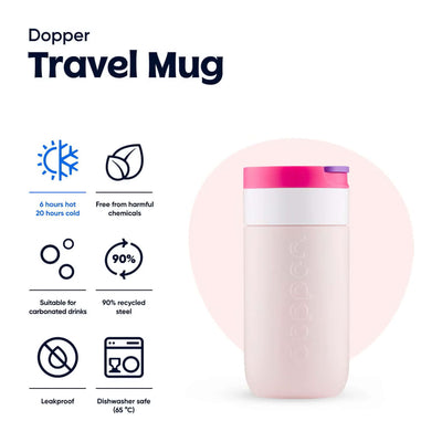 Dopper Travel Mug thermal mug 300ml, berry pink