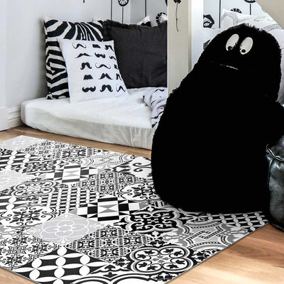Beija Flor Eclectic Black & White Vinyl Rug (60x80cm)