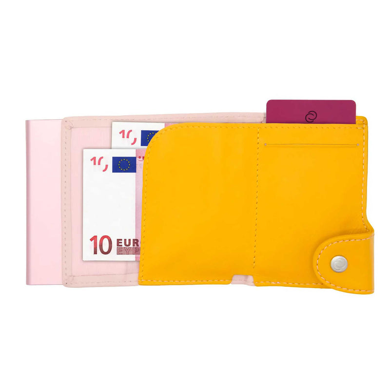 C-Secure Leather RFID wallet with coin case, blush