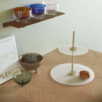 Hubsch Ripple etagere, frosted/brass