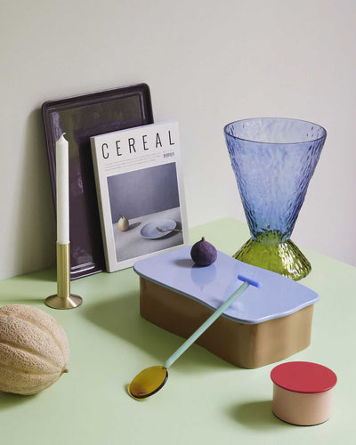 Hubsch Amare Ceramic Desk Organiser, Large Brown/Light blue