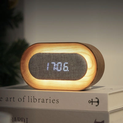 Gingko Lumos clock, walnut