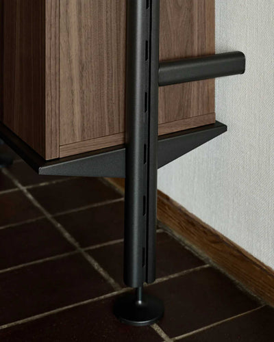 String Pira G2 wall-mounted floor shelf 90+70, black/walnut