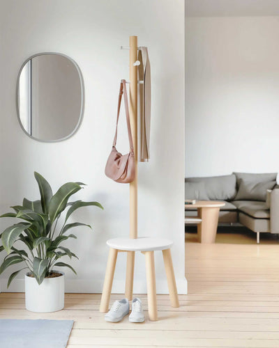 Umbra Pillar stool & coatrack, white