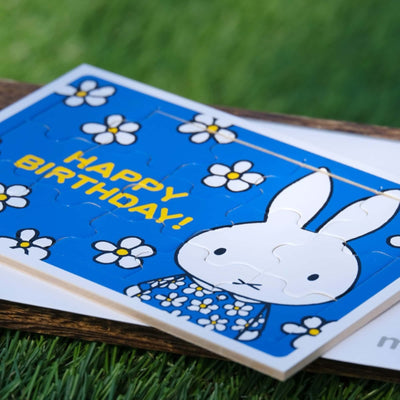 Dick Bruna's Miffy jigsaw puzzle card, blue