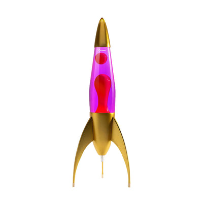 Mathmos Telstar Gold Rocket lava lamp, violet/red lava