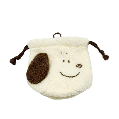 Peanuts Snoopy Fluffy Face drawstring pouch, smiling