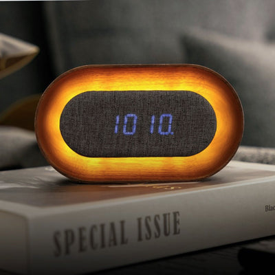 Gingko Lumos clock, walnut