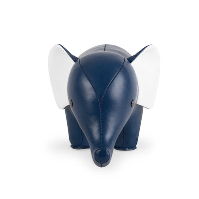 Zuny Bookend Elephant , Midnight Blue/White
