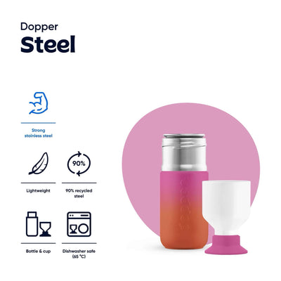 Dopper Steel bottle 350ml, sunset pink