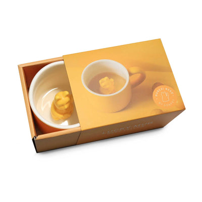 Donkey Lucky Cat mug, deep yellow