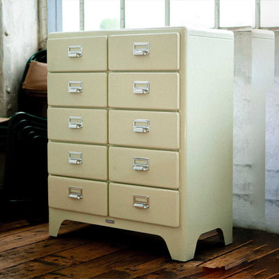 Dulton Cabinet 2 Column by 5 Drawers, Ivory