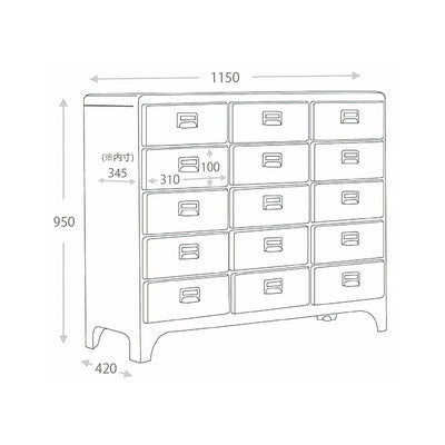 Dulton Cabinet 3 Column by 5 Drawers, grey