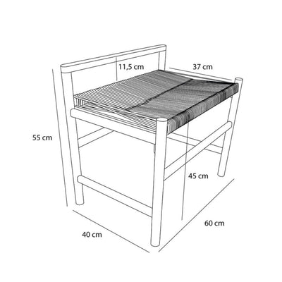 Hubsch Heritage bench 60cm, natural