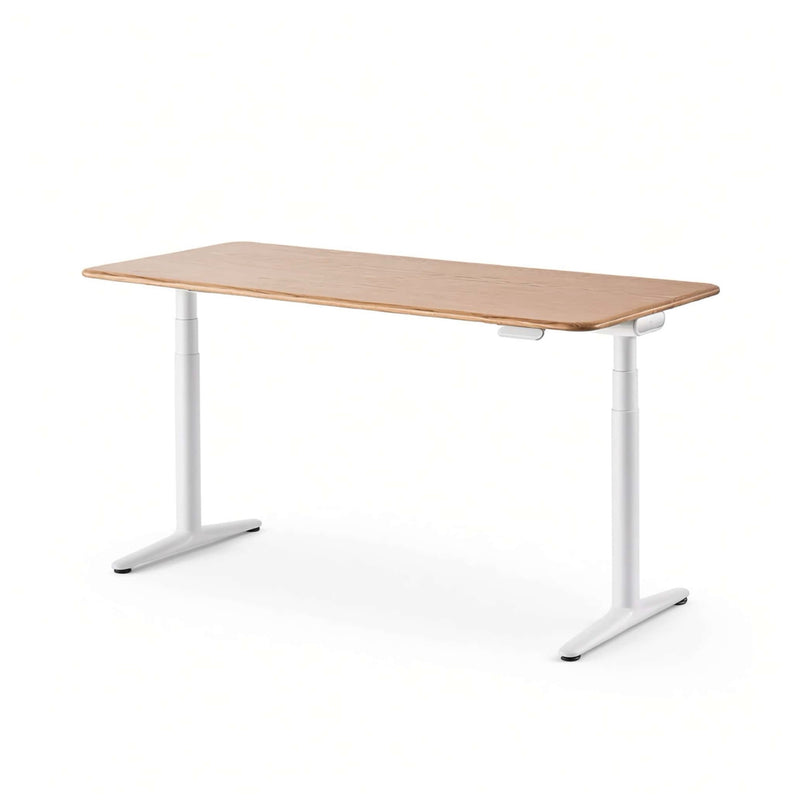 9am Luna ash hardwood home office stand up desk, ash/white