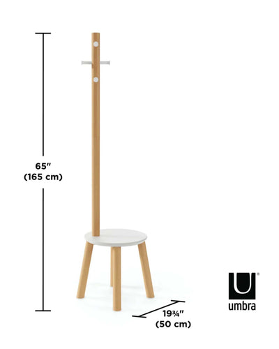 Umbra Pillar stool & coatrack, white