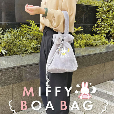 Miffy Boa handbag with drawstring, grey