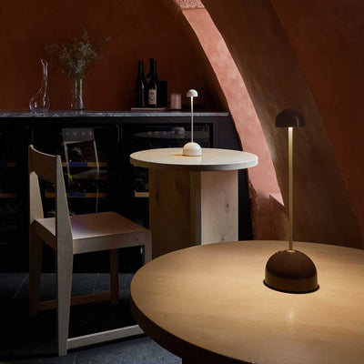 Marset Sips portable table lamp, chocolate/gold